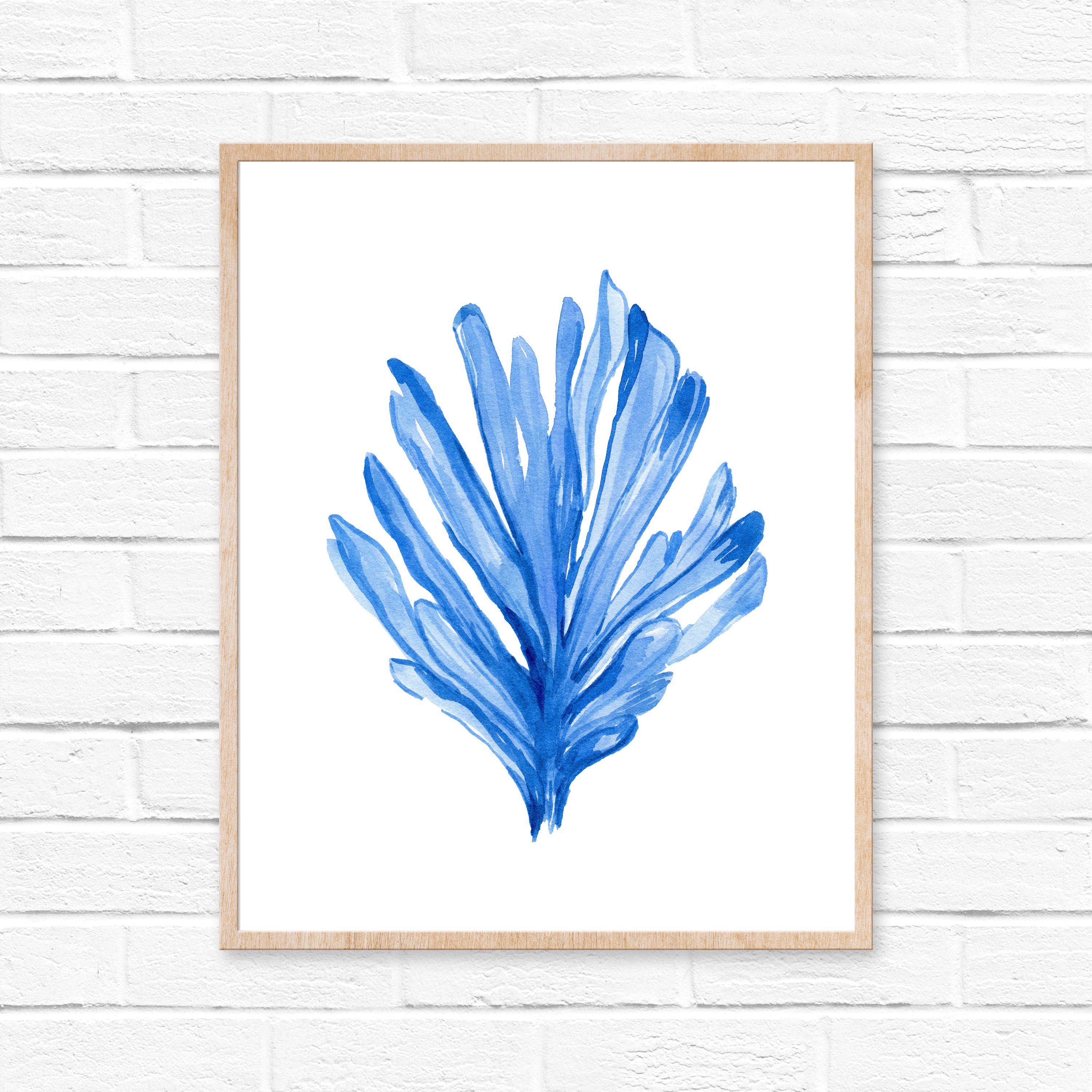 3000x3000 Sea Coral No. 102, Blue Watercolor Print, Coastal Print, Sea Life