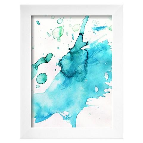 480x480 Artcom Framed Wall Poster Print Abstract Blue Watercolor Hand