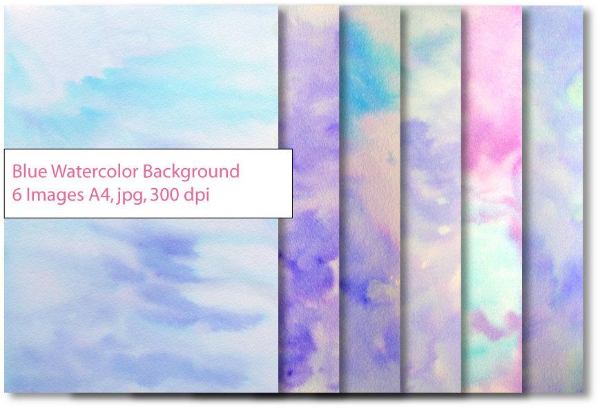 869x592 Blue Watercolor Textured Background Instant Download, Texture