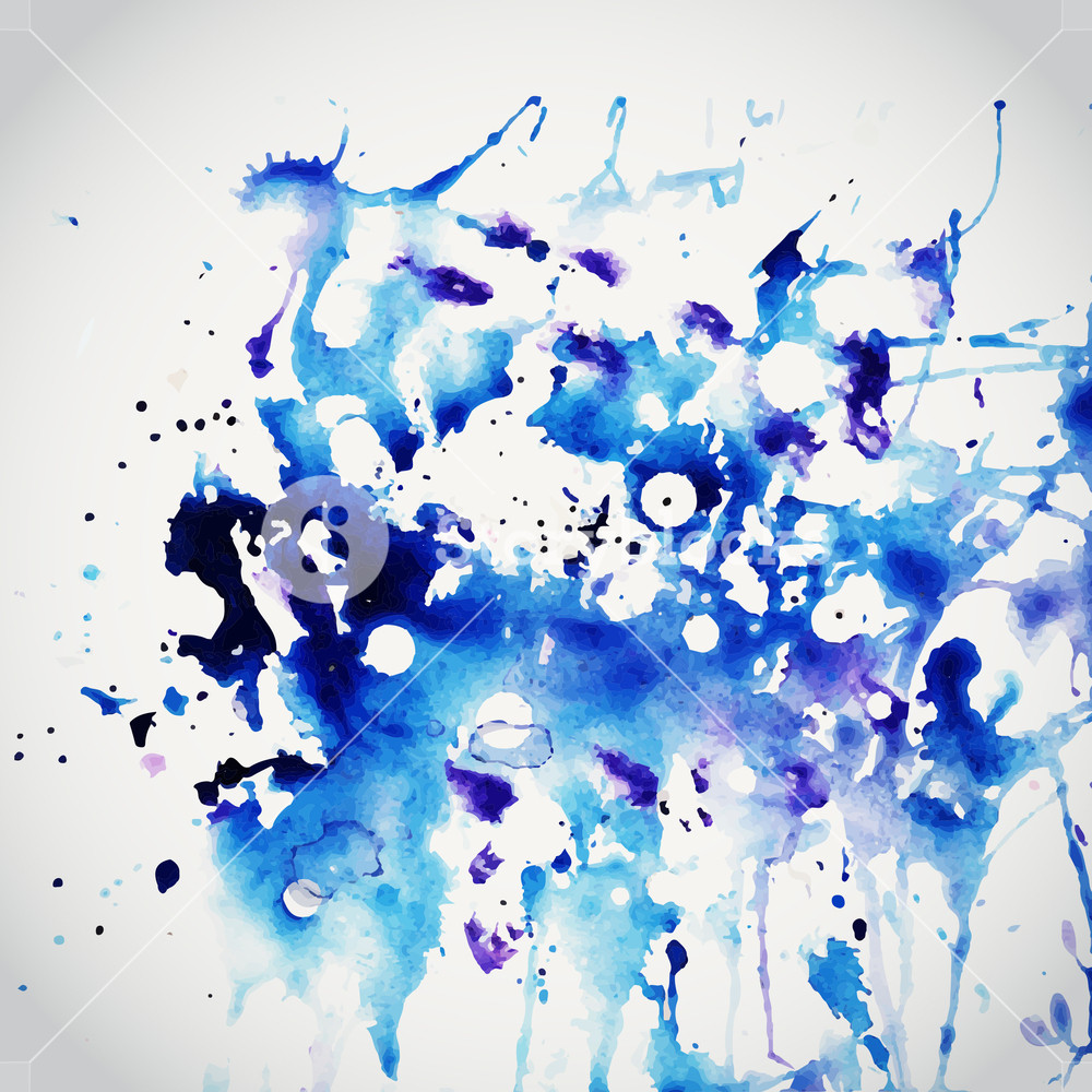 1000x1000 Vector Watercolor Texture. Blue Grunge Paper Template. Water. Wet