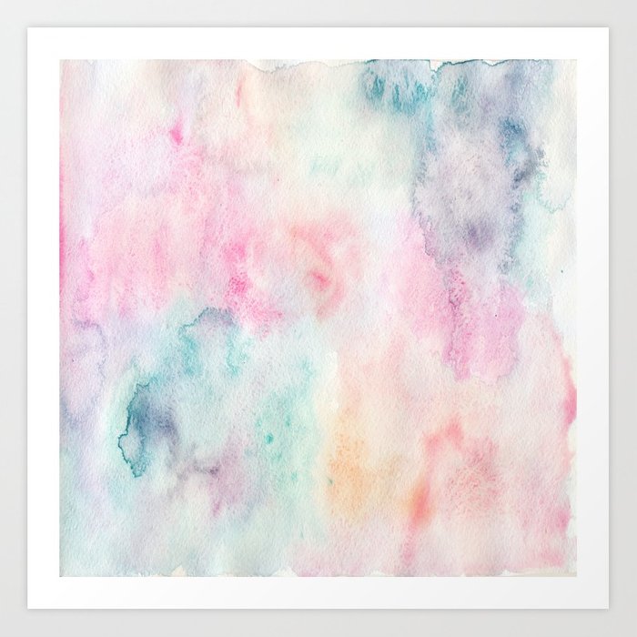 700x700 Chic Pink And Blue Watercolor Wash Art Print By