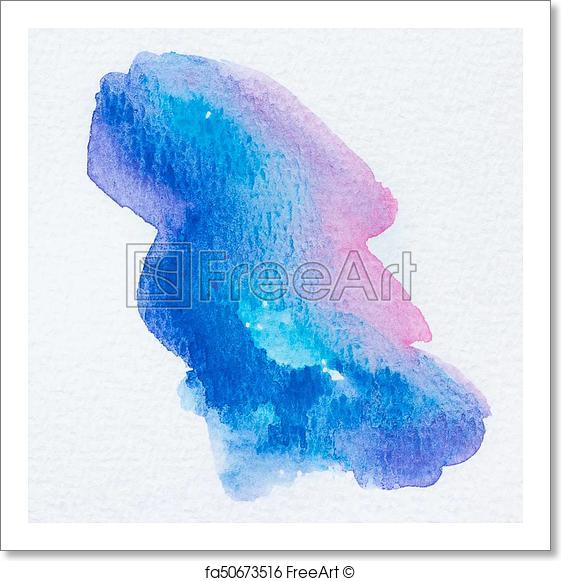 561x581 Free Art Print Of Watercolor Background. Blue And Pink Wet