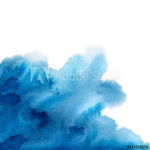 500x500 Hand Painted Blue Watercolor Background. Watercolor Wash.