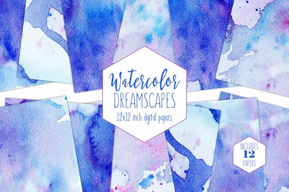 570x379 Blue Watercolor Wash Digital Paper Pack Commercial Use Royal Etsy