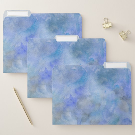 540x540 Shades Of Blue Watercolor Wash File Folders
