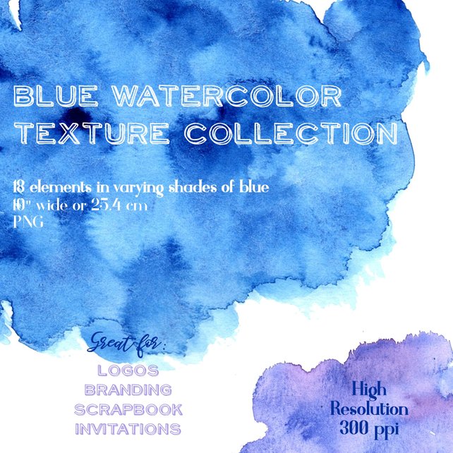 642x642 Blue Watercolor Textures Watercolor Wash Watercolor Splash Etsy