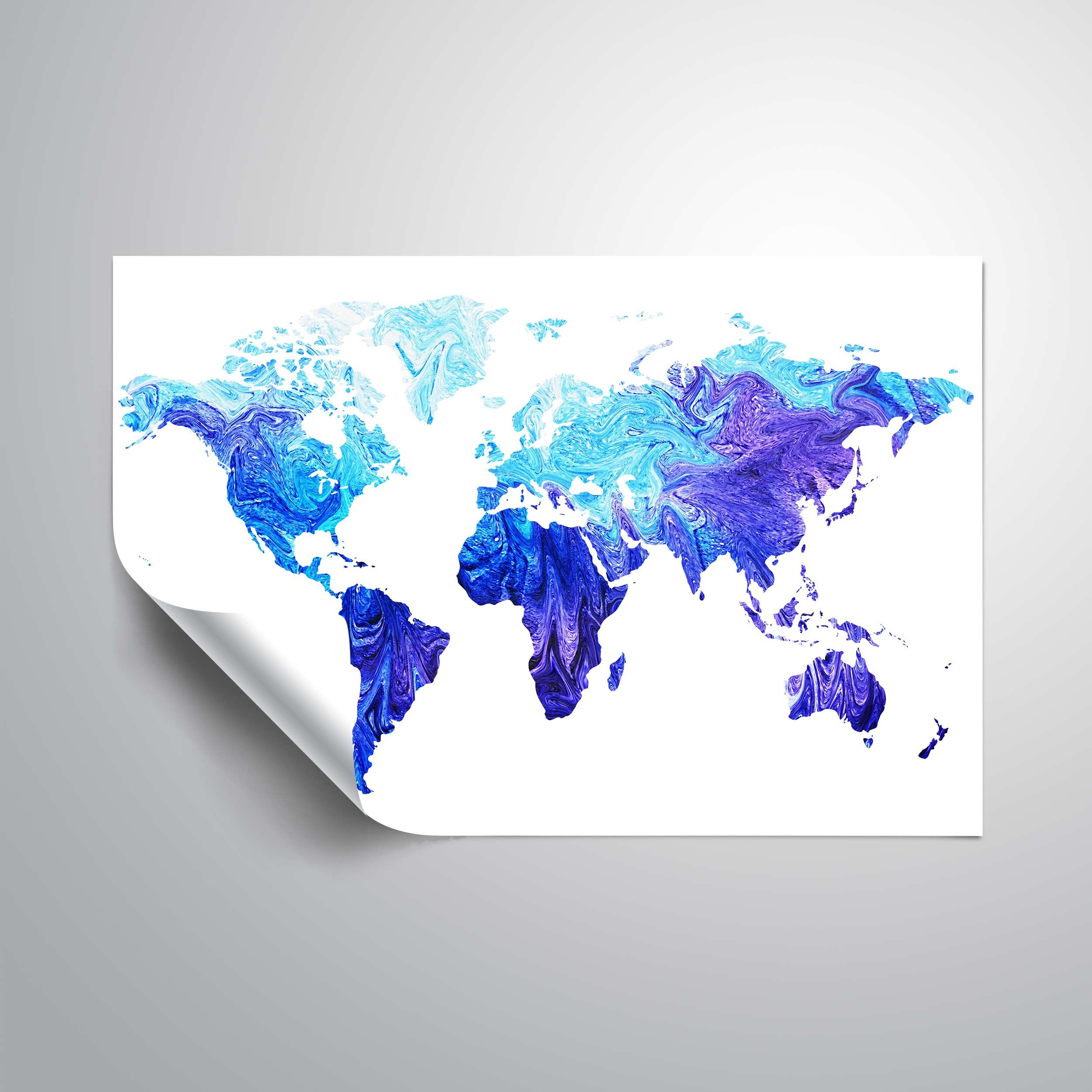 2500x2500 Ebern Designs Kunz Frosted Blue Watercolor World Map Wall Decal