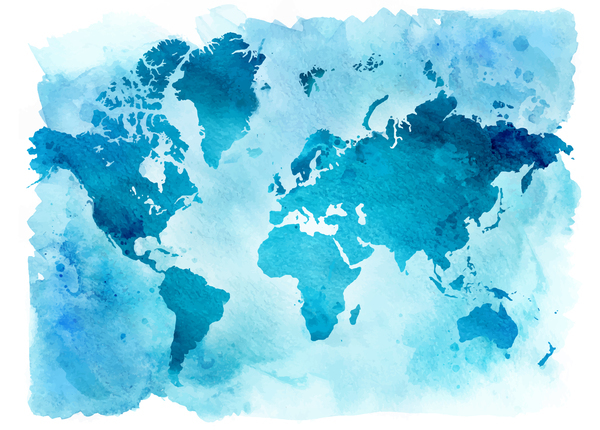 600x430 Watercolor World Map Vector 02 Free Download