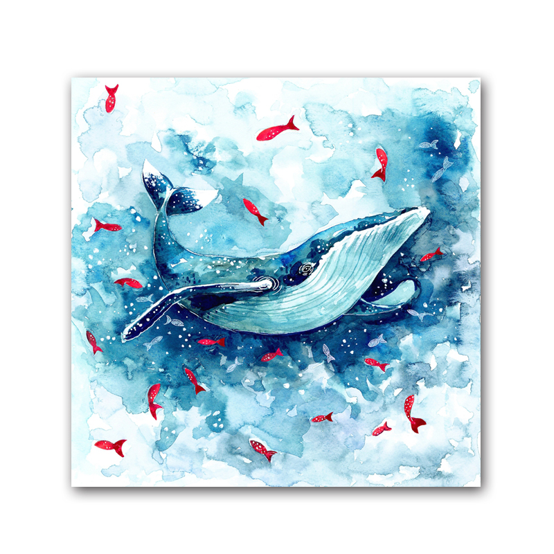 800x800 Sea Animal Whale Silhouette Canvas Art Wall Pictures For Modern