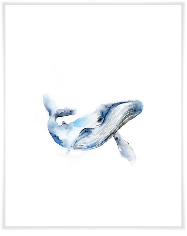 614x775 Watercolor Blue Whale, Beach Amp Ocean Canvas Wall Art Greenbox