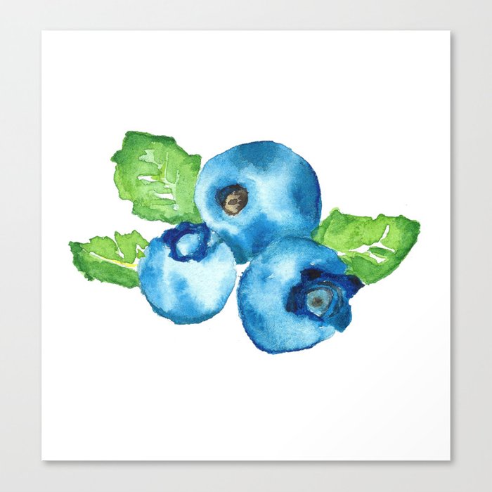 700x700 Watercolour Blueberry Canvas Print By Jenschier Society6