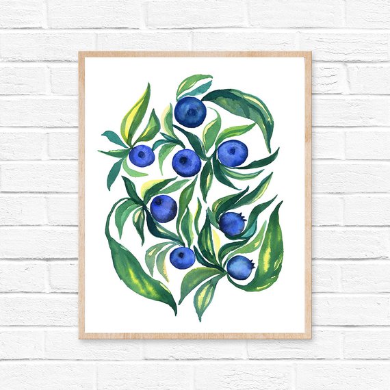 570x570 Blueberry Watercolor Blueberries Blueberry Watercolor Etsy