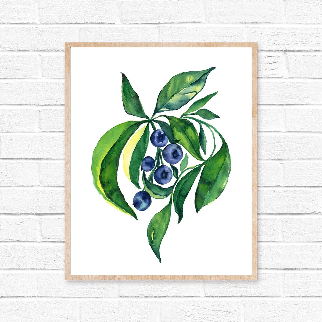 1050x1050 Blueberry Watercolor Blueberries Blueberry Watercolor Kitchen Art