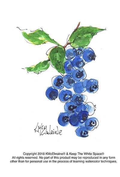 400x589 Blueberry Cluster Watercolor Pattern Kathleen Mcelwaine Art
