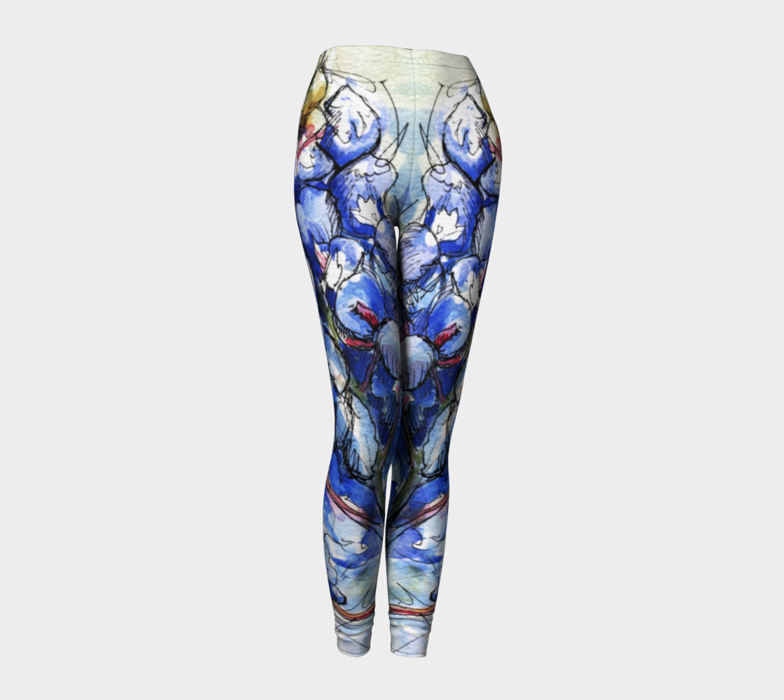 1120x1000 Bluebonnet Watercolor Leggings, Leggings By Ela Steel Shop Art