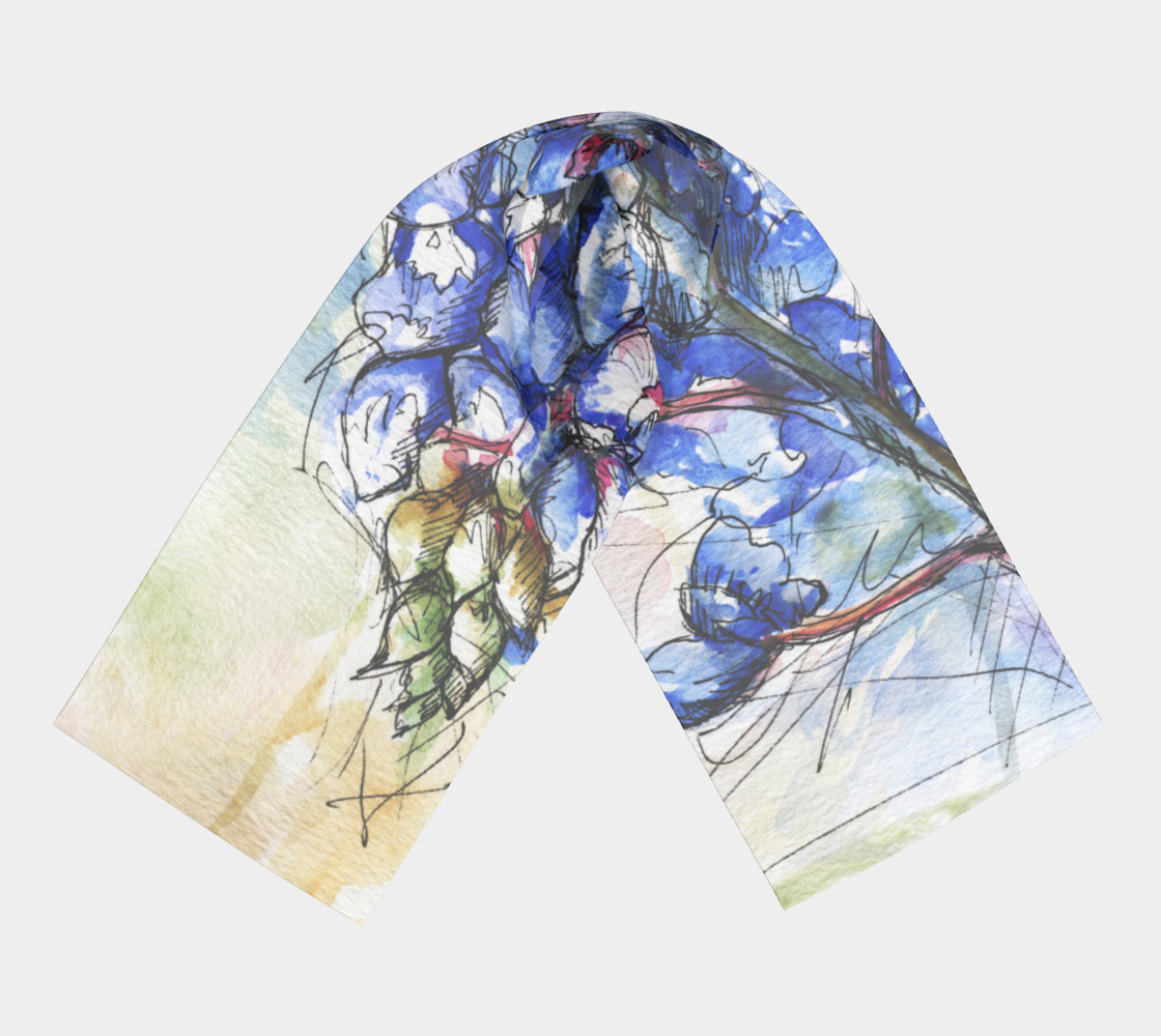 1120x1000 Texas Bluebonnet Watercolor, Long Scarf By Ela Steel Shop Art