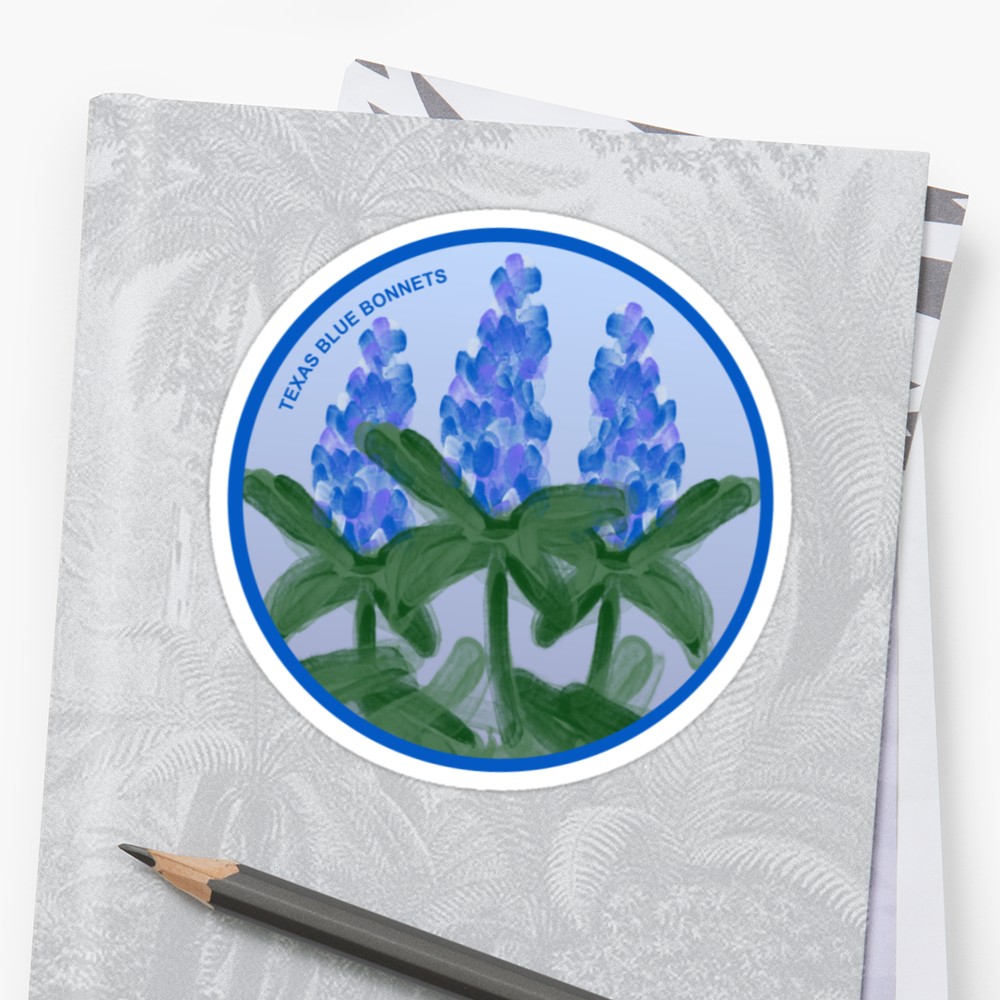 1000x1000 Watercolor Blue Bonnet Stickers By Elledeegee Redbubble