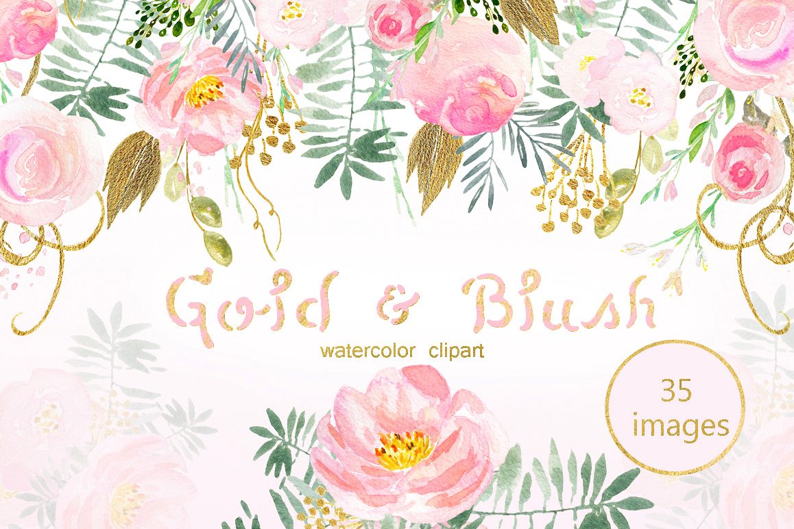 1158x772 Gold Amp Blush Watercolor Flowers