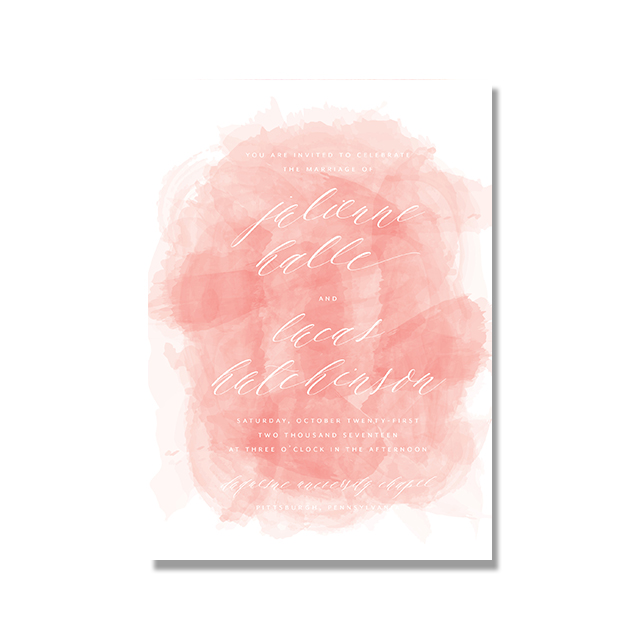 640x640 Peach Watercolor Splash Wedding Invitation Blush Paper Co.