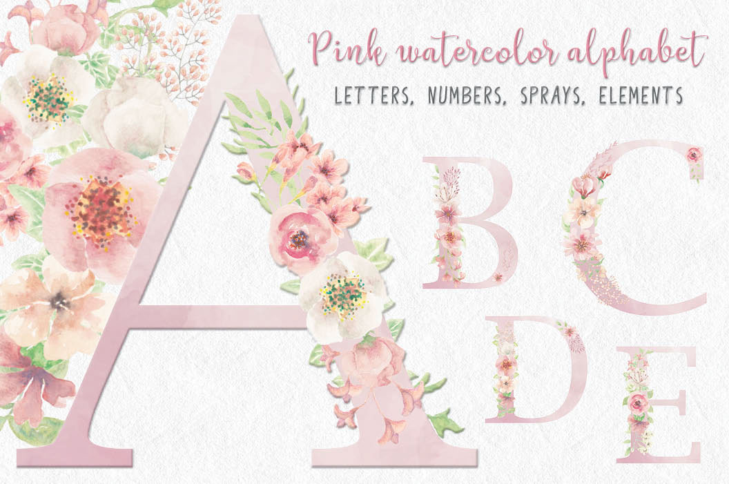 1056x701 Fancy Letters And Numbers In Pink Watercolor Flowers On Behance