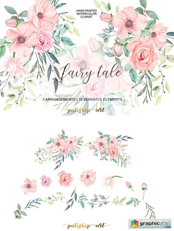580x772 Blush Roses Watercolor Flowers Set Free Download Vector Stock