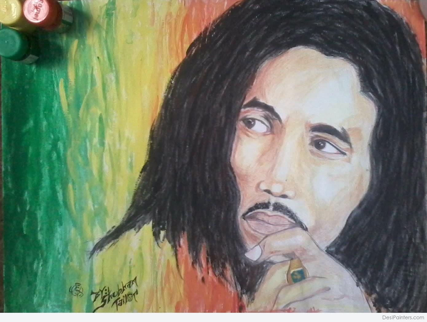 1390x1050 Watercolor Painting Of Bob Marley