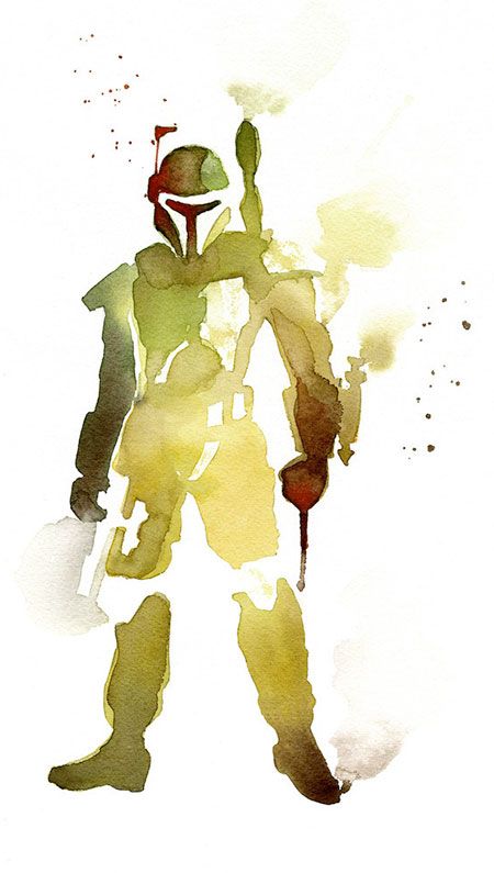 450x795 Boba Fett Watercolor Painting Darth And Co. Boba