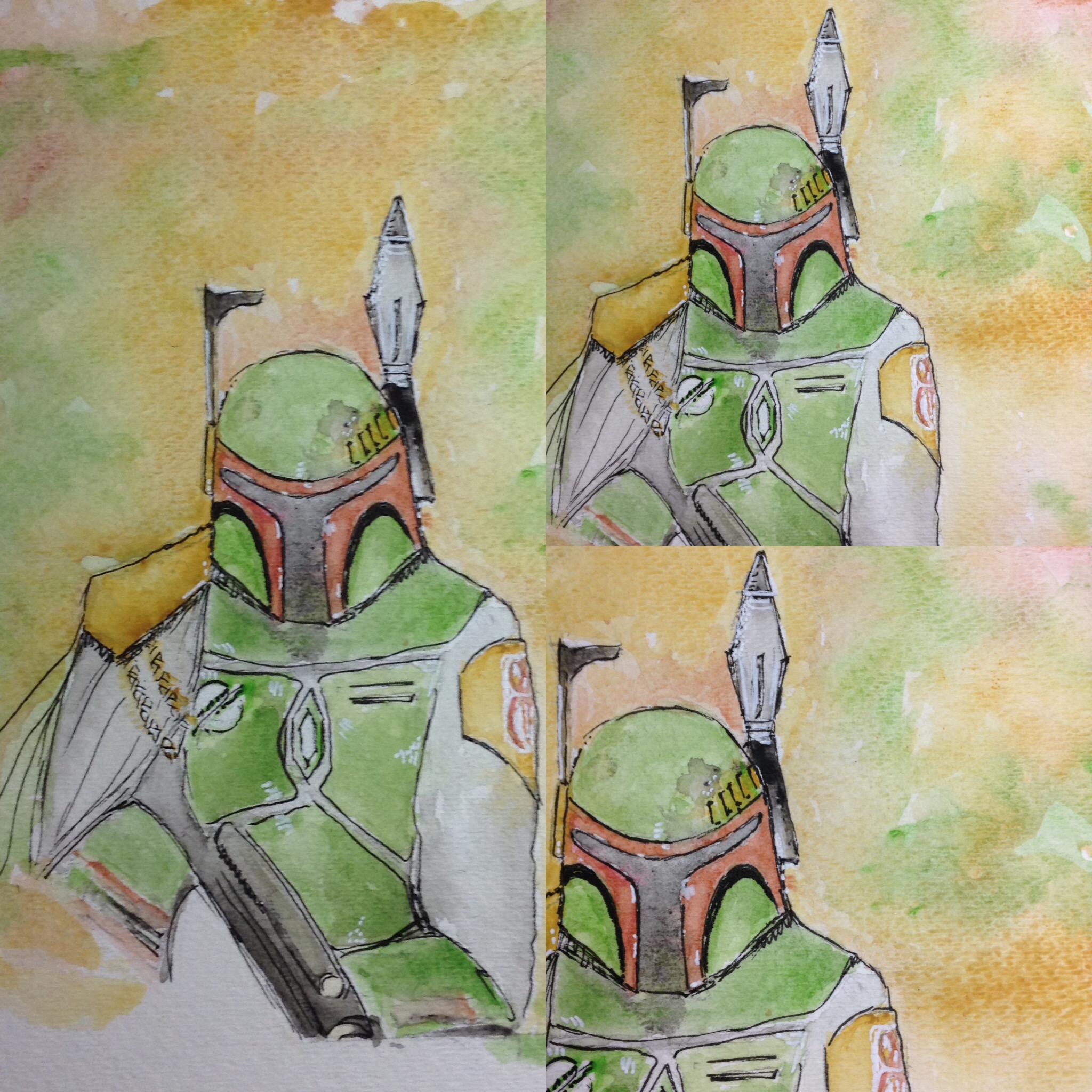 2048x2048 Boba Fett Watercolor Painting Gettingcreative365