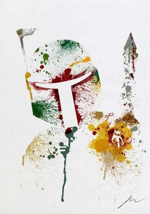 500x714 Boba Fett Paint Splatter, Wish I Could Paint ( Starwars