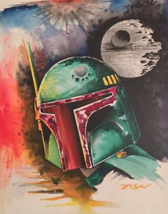 330x420 Iron Rose Tattoos Original Art Watercolor Boba Fett