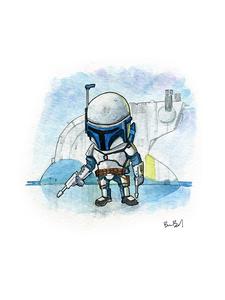 225x300 Little Jango Fett Watercolor Print Ben Byrd Art