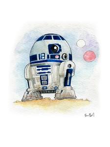 225x300 R2 D2 Star Wars Inspired Watercolor Print Ben Byrd Art