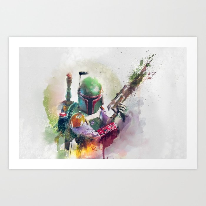 700x700 Boba Fett Bounty Hunter Watercolor Art Print By Secondcropcreative