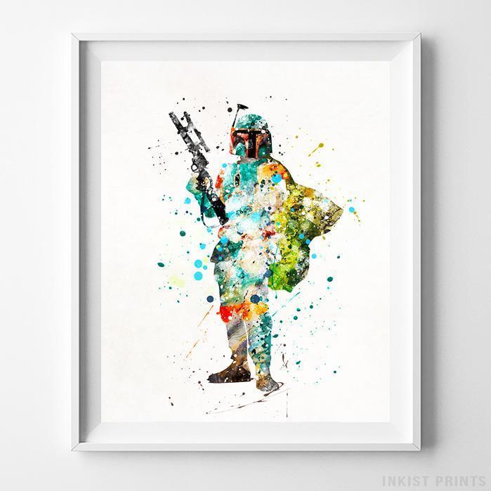 699x699 Boba Fett Star Wars Wall Art Watercolor Poster Dorm Wall Art Kids