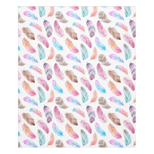 540x540 Bohemian Watercolor Feather Fleece Blanket