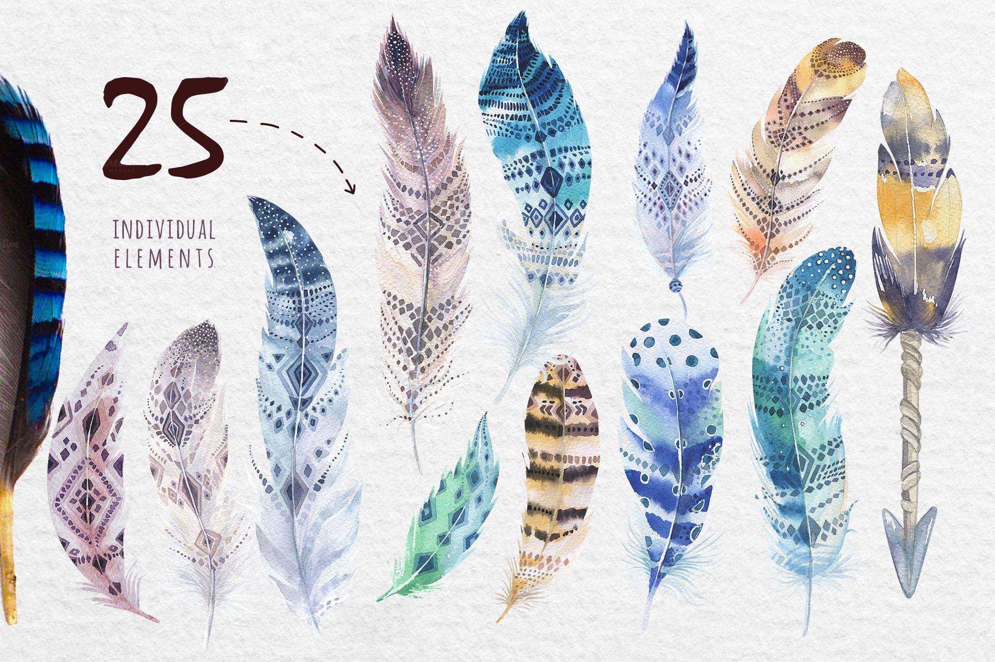 2000x1331 Bohemian Watercolor Feathers. Tribe