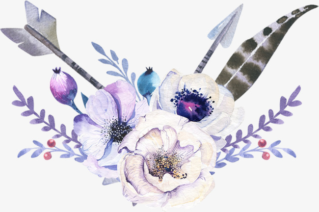 650x432 Elegant Watercolor Bohemian Wind Arrow Flowers, Watercolor Clipart