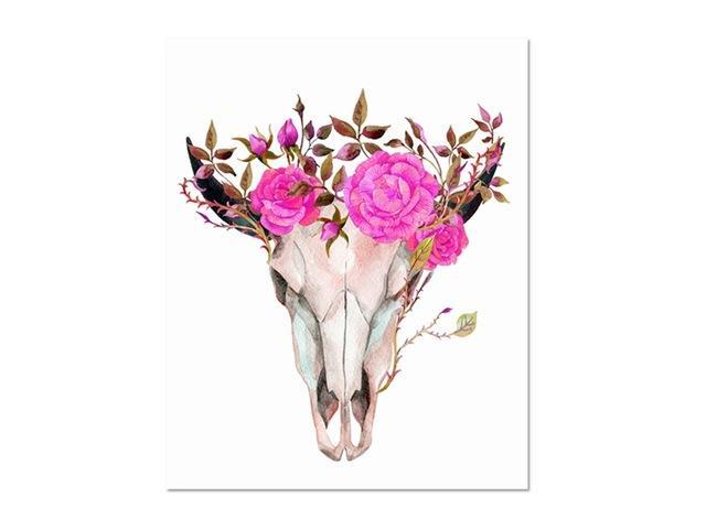 640x480 Bohemian Watercolor Deer Skull Poster Cubeiful