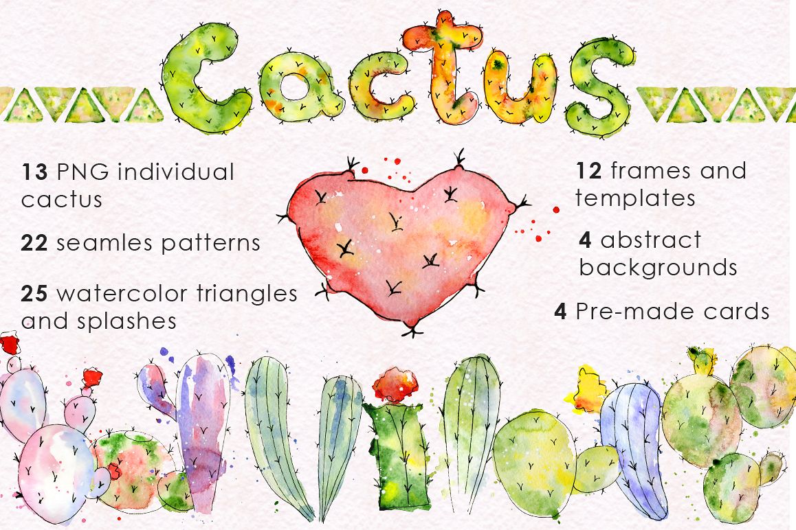 1158x772 Boho Watercolor Abstract Cactus Tropical Clipart