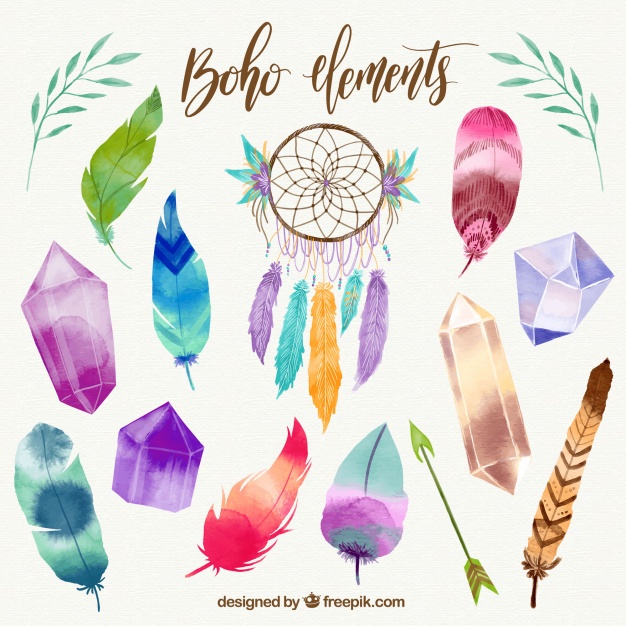 626x626 Boho Watercolor Element Collection Vector Free Download