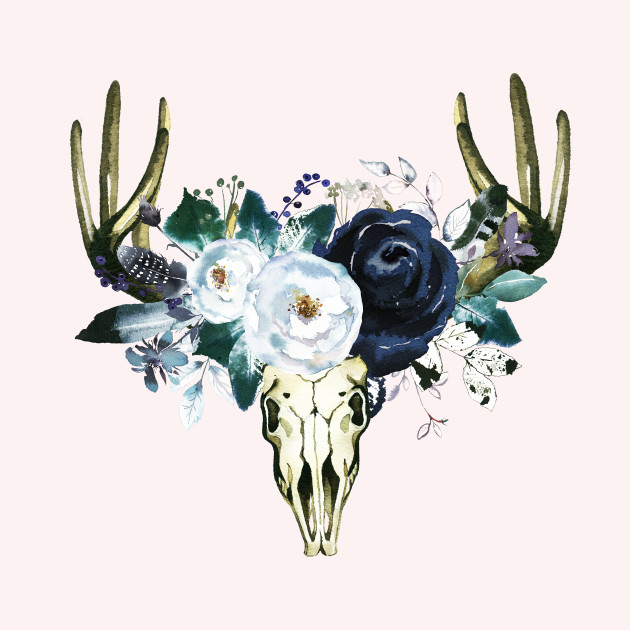 630x630 Boho Horns With Watercolor Flowers T Shirt