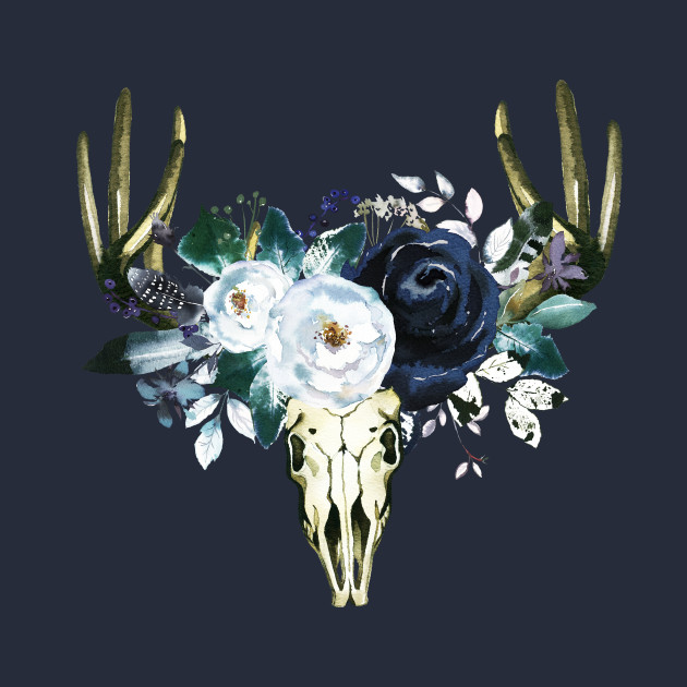 630x630 Boho Horns With Watercolor Flowers T Shirt