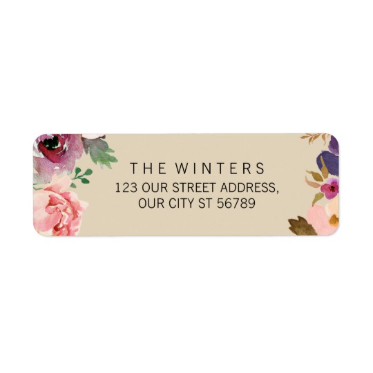 540x540 Rustic Boho Watercolor Flowers Wedding Label