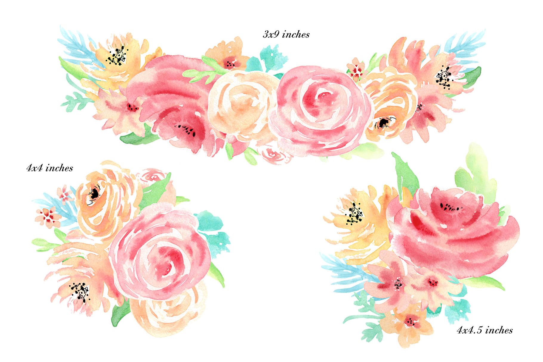 1820x1214 Watercolor Flowers Clip Art. For Wedding Invitations, Scrapbook