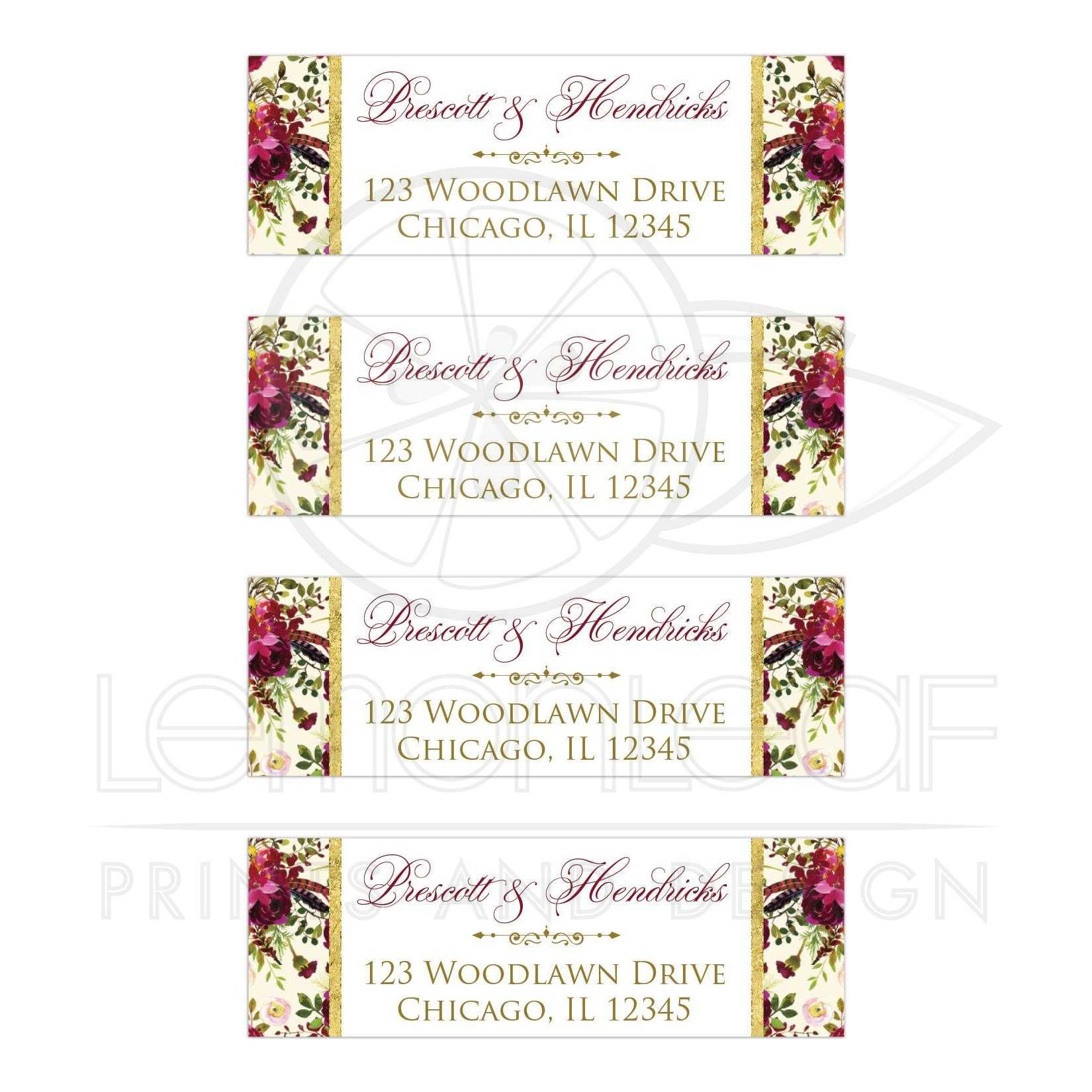 1650x1650 Wedding Address Labels Beautiful Burgundy Watercolor Flowers