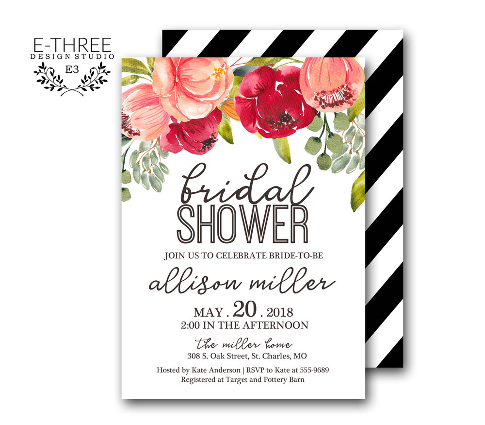 1000x875 Boho Floral Bridal Shower Invitations