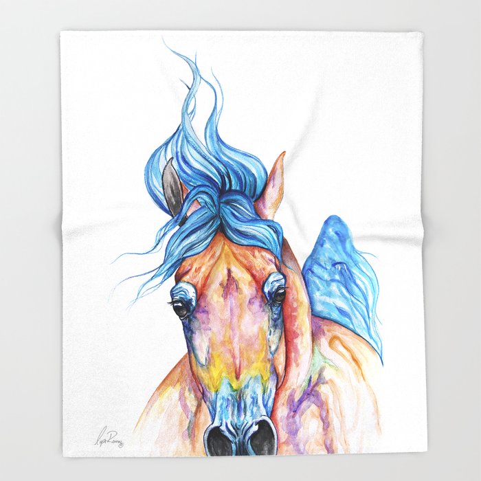 700x700 Bold ~ Watercolor Painting Of Arabian Horse Throw Blanket By