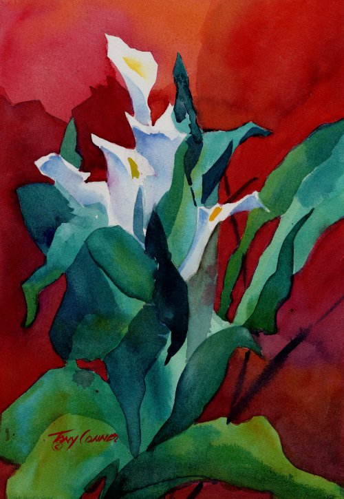 500x725 Calla Lilies In Original Watercolor Floral Painting