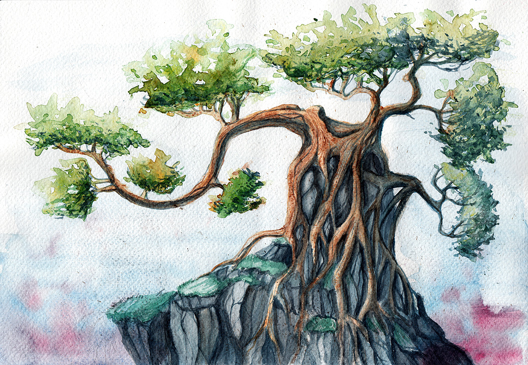 1055x730 Watercolor Tree By Friendlychestnut
