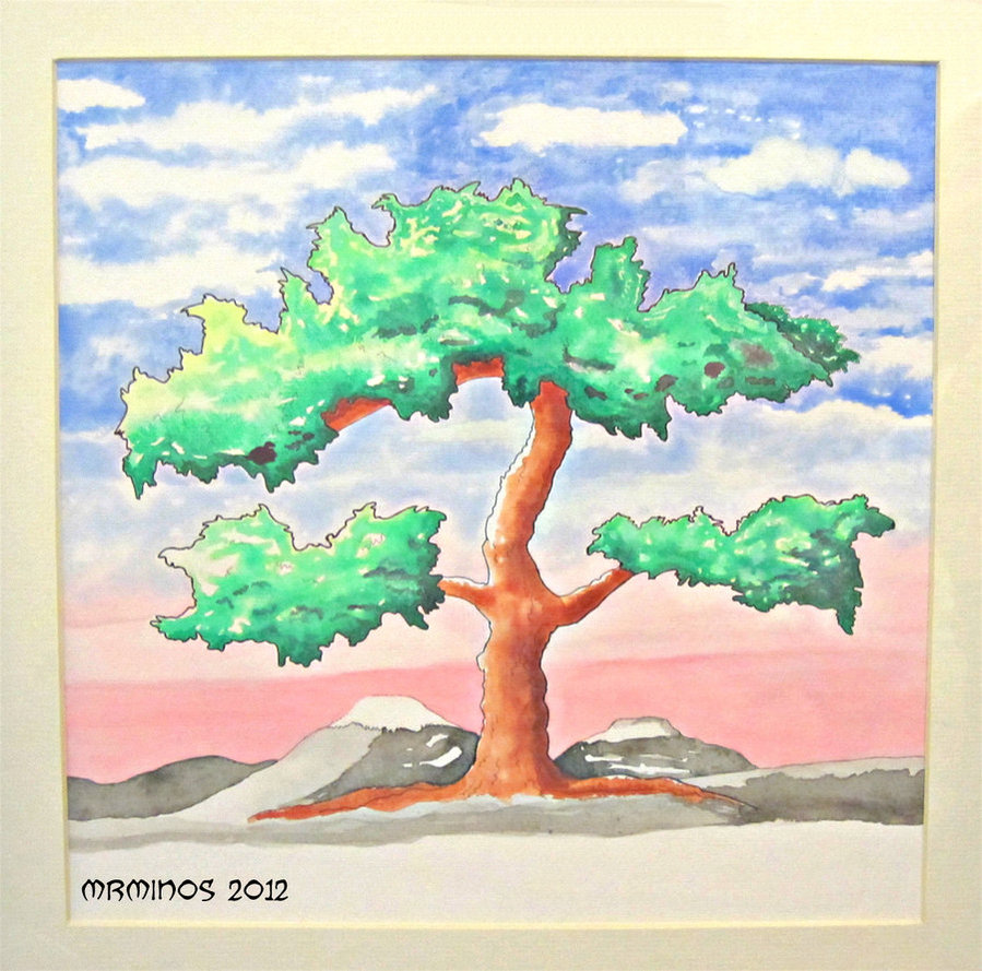 899x889 Bonsai Tree Watercolor By Mrminos